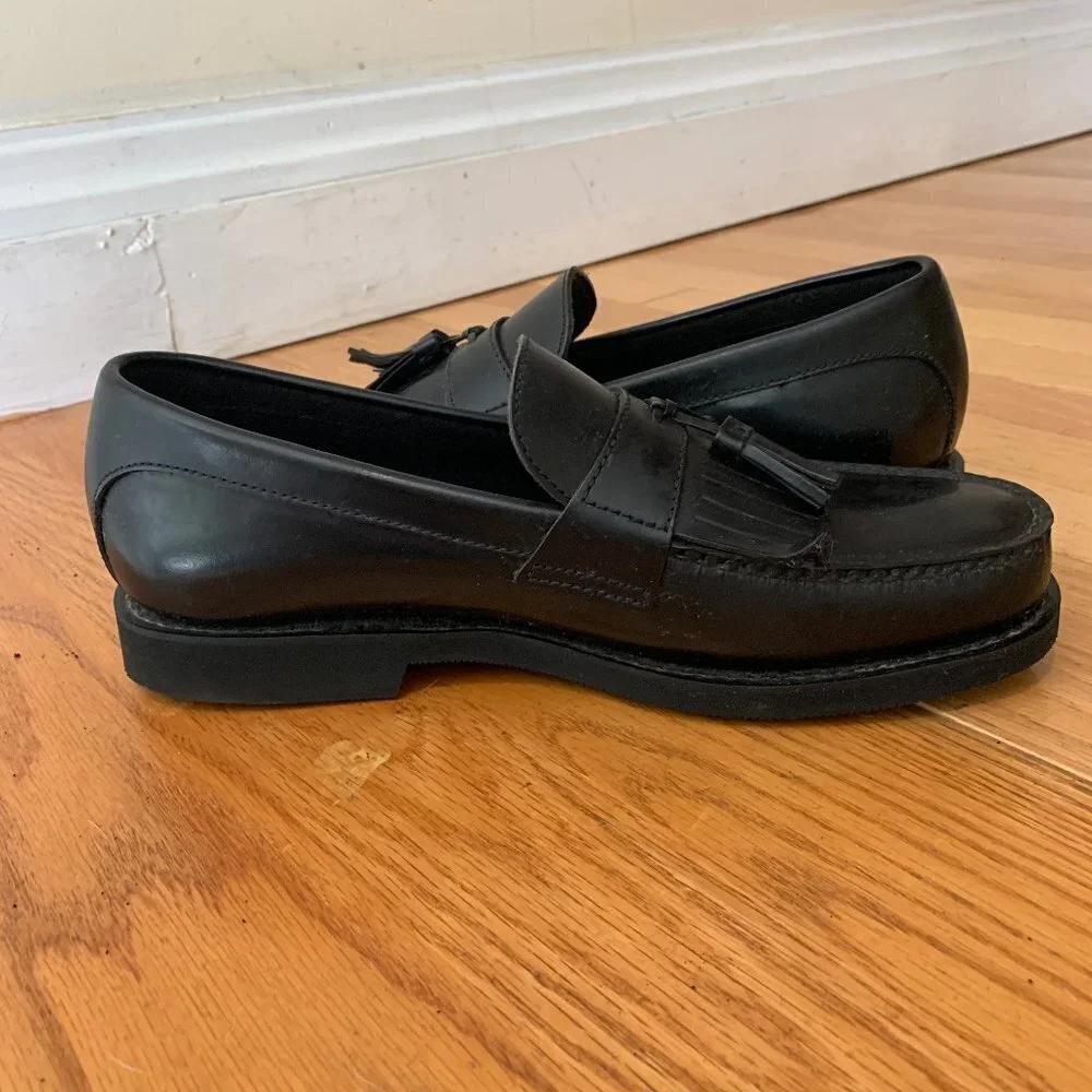 New ROCKPORT Men's Black Leather Loafers w/Tassels